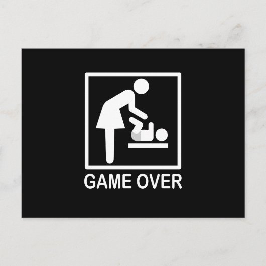 Game over mam Funny Black en White Pictogram Briefkaart (Voorkant)