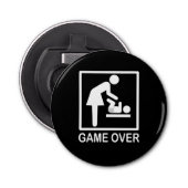Game over mam Funny Black en White Pictogram Button Flesopener (Voorkant)