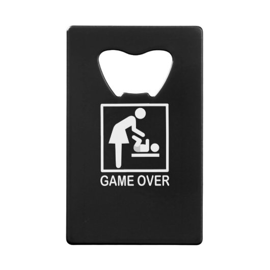 Game over mam Funny Black en White Pictogram Creditkaart Flessenopener (Voorkant)