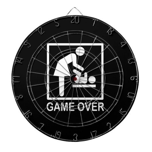 Game over mam Funny Black en White Pictogram Dartbord (Voorkant)