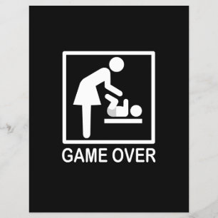 Game over mam Funny Black en White Pictogram Flyer