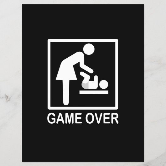 Game over mam Funny Black en White Pictogram Flyer (Voorkant)