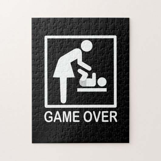 Game over mam Funny Black en White Pictogram Legpuzzel (Verticaal)
