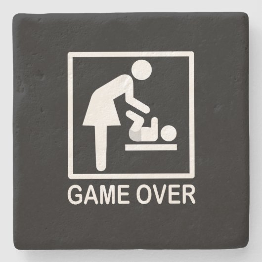 Game over mam Funny Black en White Pictogram Stenen Onderzetter (Voorkant)