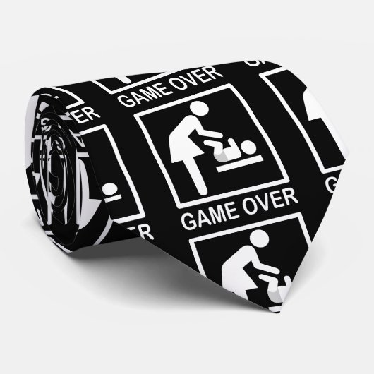 Game over mam Funny Pictogram Stropdas (Opgerold)