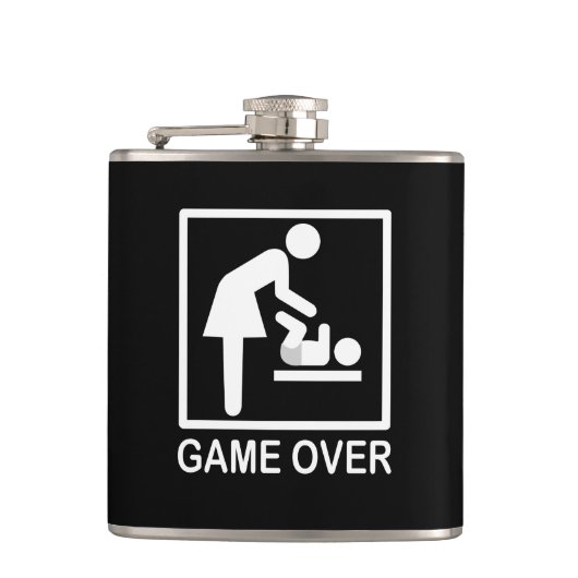 Game over mam Funny Signage Pictogram Heupfles (Voorkant)