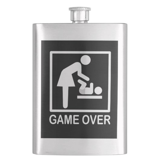 Game over mam Funny Signage Pictogram Heupfles (Voorkant)