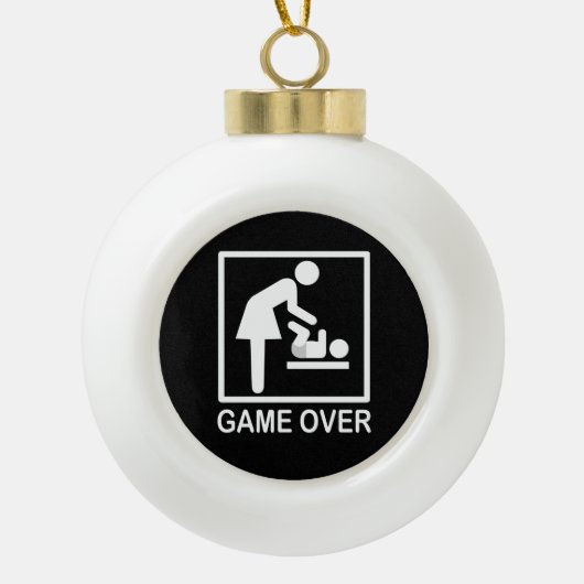 Game over mam Funny Signage Pictogram Keramische Bal Ornament (Voorkant)