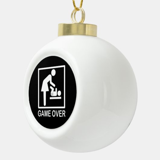 Game over mam Funny Signage Pictogram Keramische Bal Ornament (Rechts)