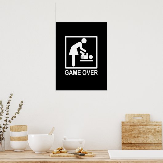 Game over mama Humoureus Pictogram Poster (Keuken)