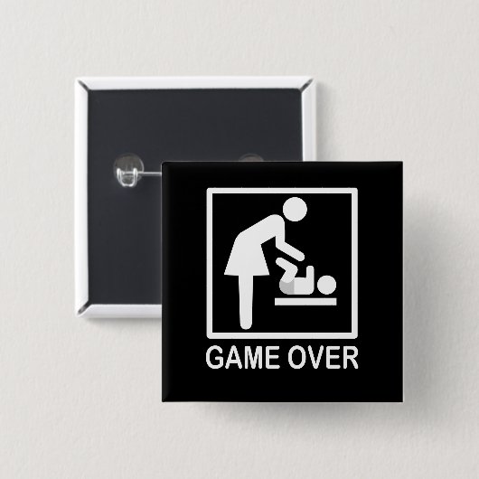 Game over mama Humoureus Pictogram Vierkante Button 5,1 Cm (Voorkant /achterkant)