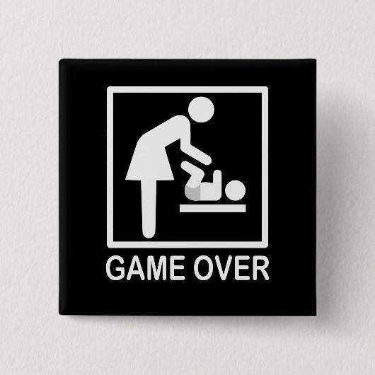 Game over mama Humoureus Pictogram Vierkante Button 5,1 Cm (Voorkant)