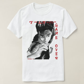 Game Over Manga Stijl Gamer Schets Grafische T-Shi T-shirt