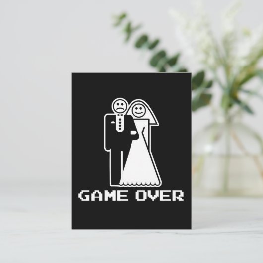 Game Over Marriage Game Over Funny T shirt Briefkaart (Staand voorkant)