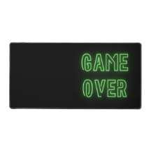 Game Over neon licht ontwerp groen Desk Mat