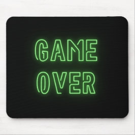Game Over neon licht ontwerp groene video gamer Muismat