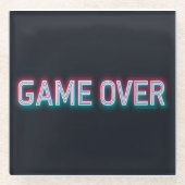Game Over Neon Sign | Retro Glowing Arcade Design Glazen Onderzetter (Voorkant)