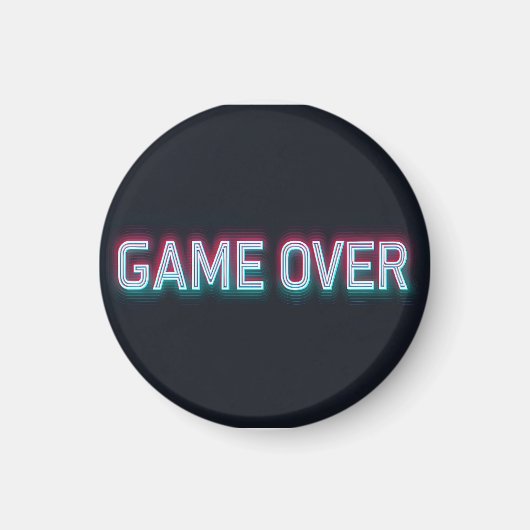 Game Over Neon Sign | Retro Glowing Arcade Design Magneet (Voorkant)