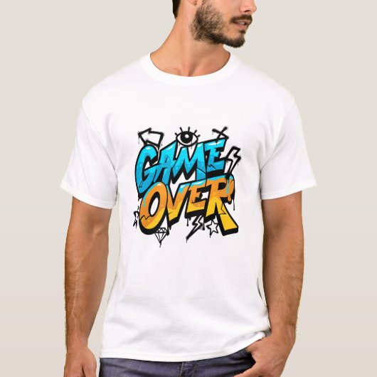 Game Over Neon Splash - Vibrant Neon Gaming Design T-shirt (Voorkant)