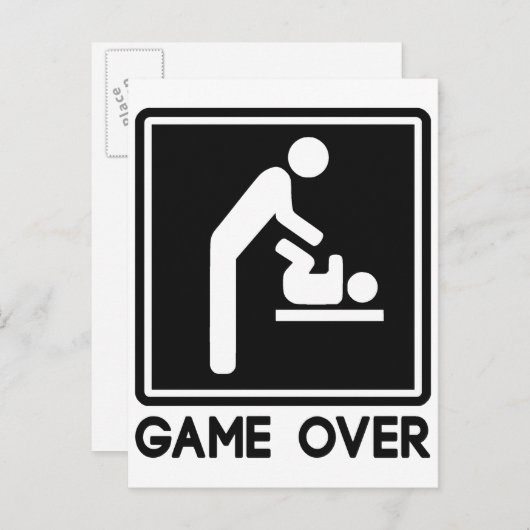 Game over New Baby voor ouders pa Aankondigingskaart (Voorkant / Achterkant)