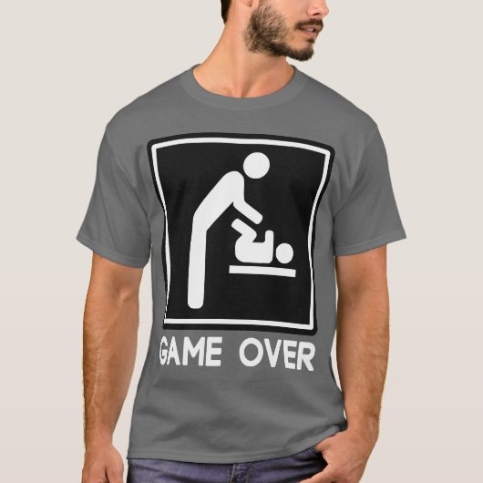 Game over New Baby voor ouders Papa T-shirt (Voorkant)