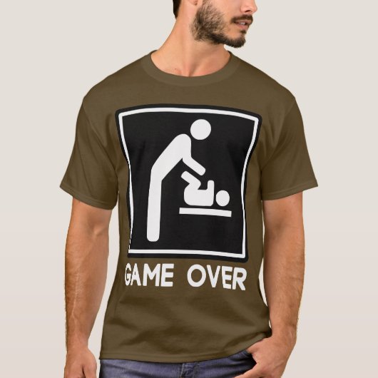 Game over New Baby voor ouders Papa T-shirt (Voorkant)
