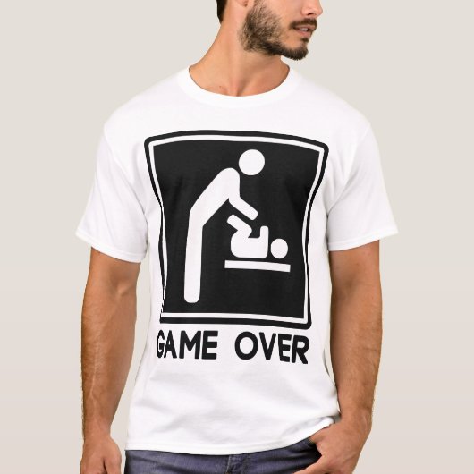 Game over New Baby voor ouders Papa T-shirt (Voorkant)