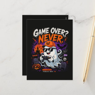 Game Over Nooit Grappige Gamer Geest Halloween Feestdagenkaart