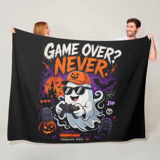 Game Over Nooit Grappige Gamer Geest Halloween Fleece Deken (In situ)