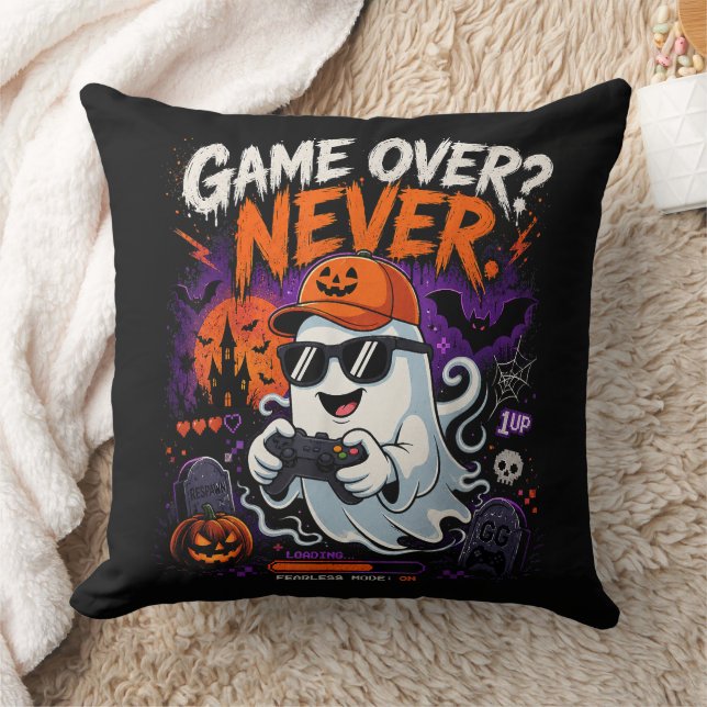 Game Over Nooit Grappige Gamer Geest Halloween Kussen (Deken)