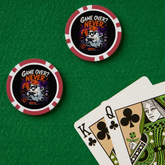 Game Over Nooit Grappige Gamer Geest Halloween Poker Chips (Pokertafel (Dubbel))