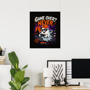 Game Over Nooit Grappige Gamer Geest Halloween Poster