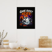 Game Over Nooit Grappige Gamer Geest Halloween Poster (Keuken)