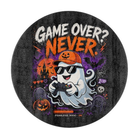 Game Over Nooit Grappige Gamer Geest Halloween Snijplank (Voorkant)