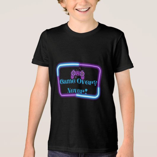 Game over? Nooit! – Retro Neon Gaming Tri-Blend Shirt (Voorkant)