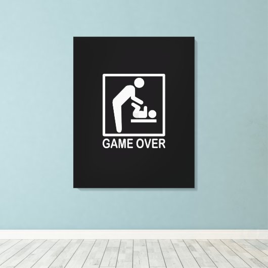 Game over papa Funny Pictogram Canvas Afdruk (Insitu (Houten vloer))