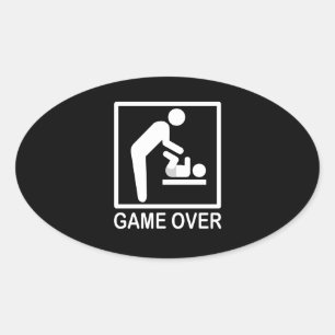 Game over papa Funny Pictogram Ovale Sticker