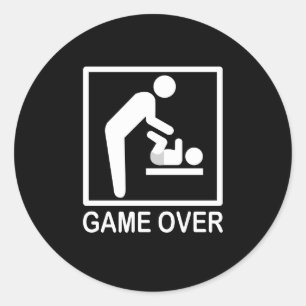 Game over papa Funny Pictogram Ronde Sticker