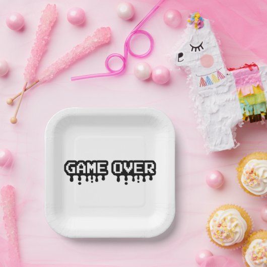 Game Over Pixel Art - Design Retro voor gamers Papieren Bordje (Feest)