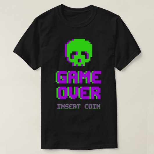 Game Over Pixel Art Schedel T-shirt (Design voorkant)