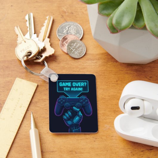 Game over? Probeer het nog eens! – Cool futuristis Sleutelhanger (Bureau)