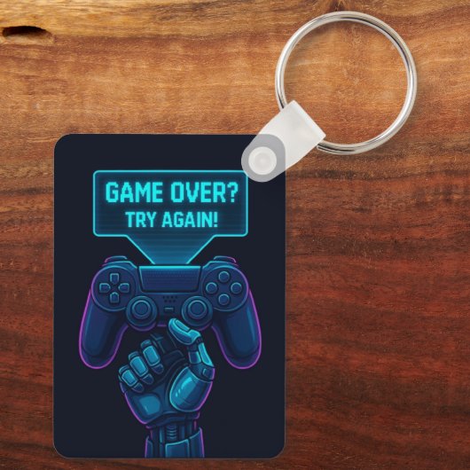 Game over? Probeer het nog eens! – Cool futuristis Sleutelhanger (Achterkant)