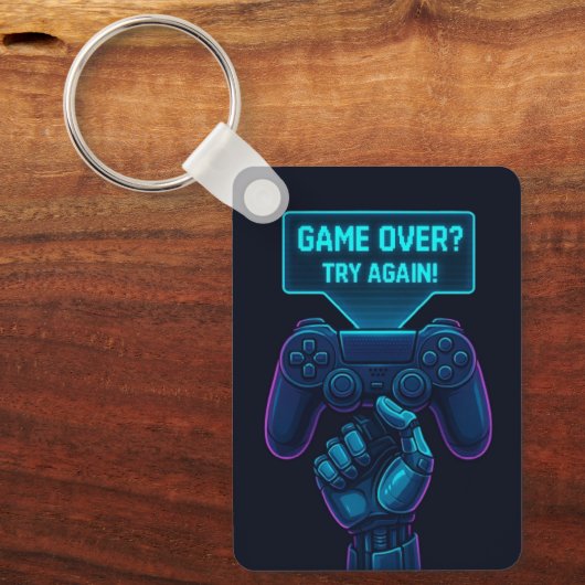 Game over? Probeer het nog eens! – Cool futuristis Sleutelhanger (Voorkant)