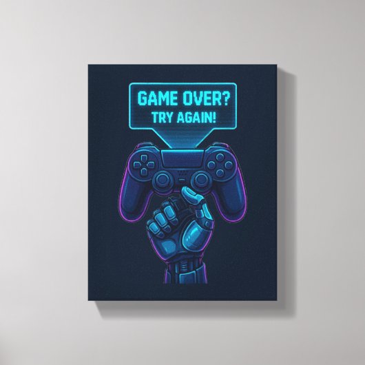 Game over? Probeer het nog eens! – Futuristisch Ga Canvas Afdruk (Voorkant)