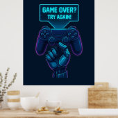 Game over? Probeer het nog eens! – Futuristisch Ga Poster (Keuken)