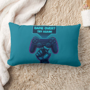 Game over? Probeer het nog eens! Futuristisch game Kussen