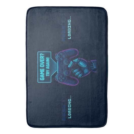 Game over? Probeer het nog eens! Futuristische Gam Badmat (Voorkant Verticaal)