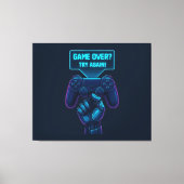 Game over? Probeer het nog eens! Futuristische Gam Canvas Afdruk (Voorkant)