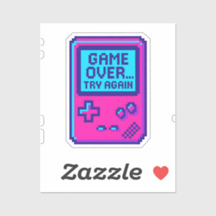 Game Over Probeer Opnieuw – Retro Pixel Gamer Sticker