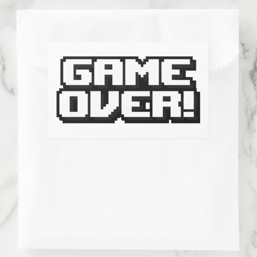 Game over rechthoekige sticker (Tas)